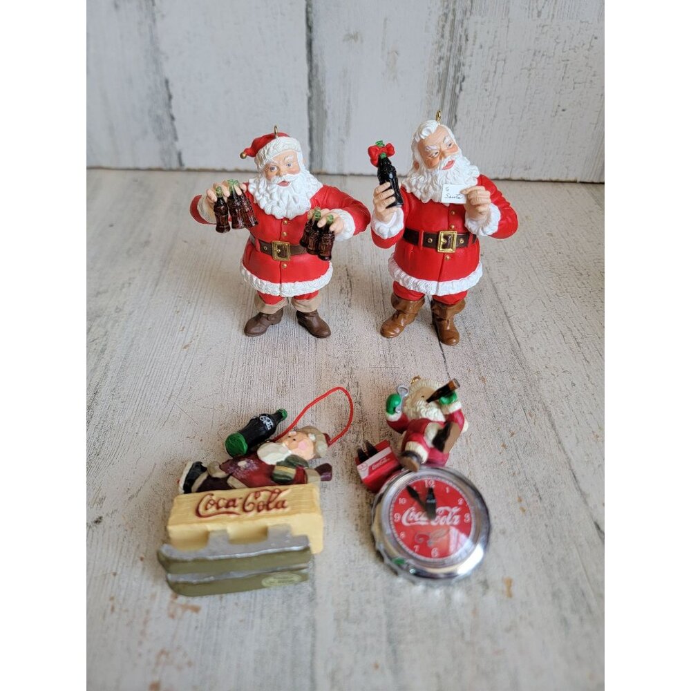 Vintage‎ Coca-Cola time Santa Claus sleigh variety ornament Xmas set unique